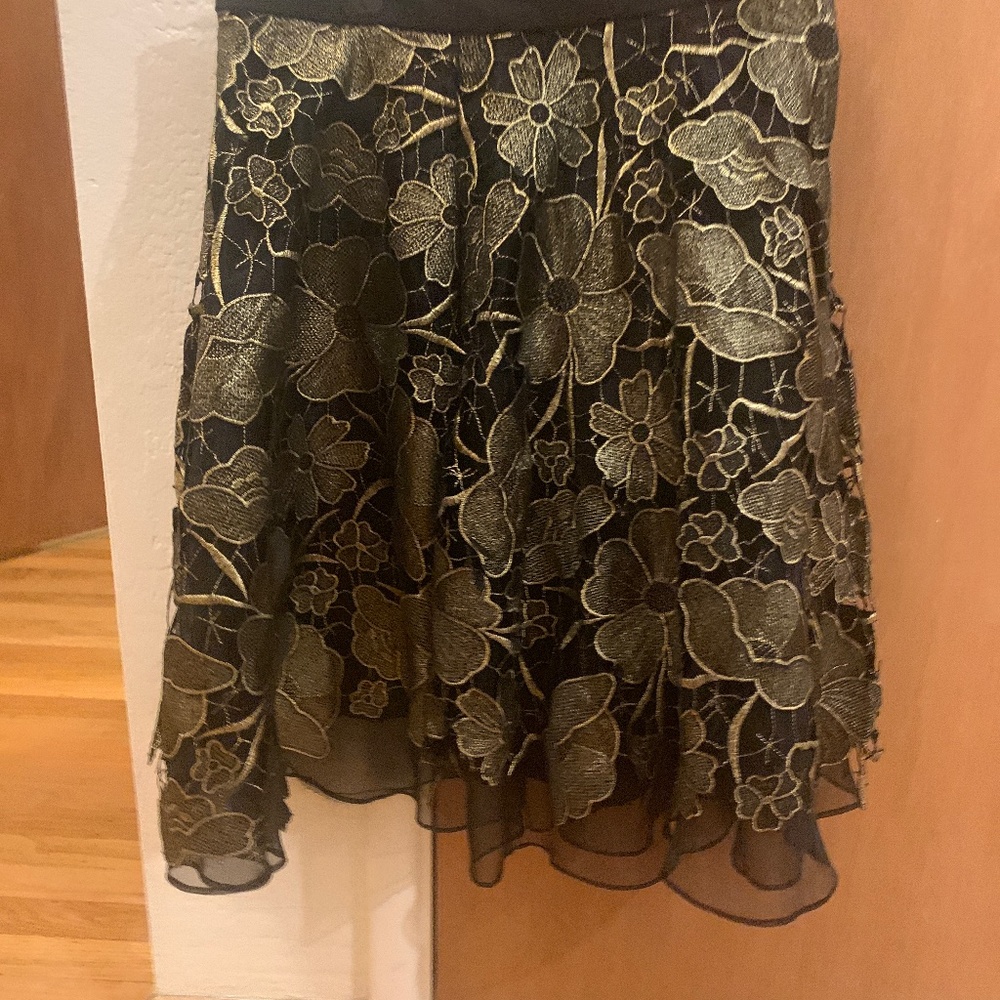 Anthropologie Eva Franco black and gold lace skirt